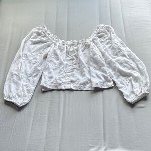 American Eagle Outfitters White Off-Shoulder Blouse